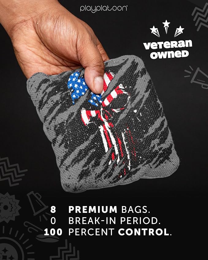 Play Platoon Pro Cornhole Bags Set of 8 - Professional Dual Sided Slick and Sticky Side Competition Corn Hole Bags - Tournament Series
