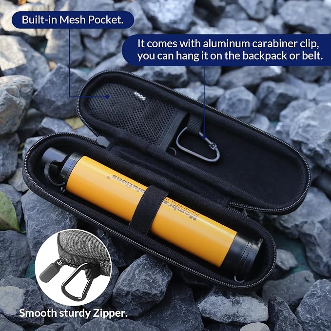 4 Pack Personal Water Filter Straw Orange Bundle with 2Pcs Carrying Case Protective Covers