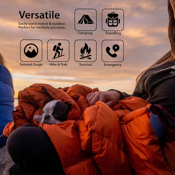 Horizon Hound Down Camping Blanket 650 Fill Power - Ultralight Backpacking Quilt (1lb 6oz) Warm & Water-Resistant 20D Nylon Shell for Outdoors, Camping, Hiking, Travel, & Stadium - Packable