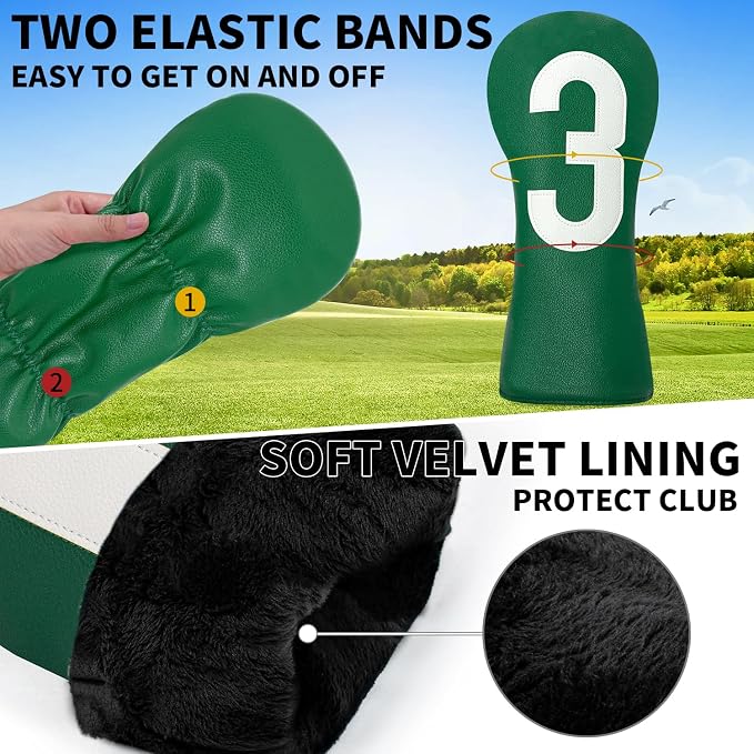 Premium Golf Head Covers - Golf Driver Head Covers, Protects Against Scratches and Damage, Specifically Designed for Fairway Woods.