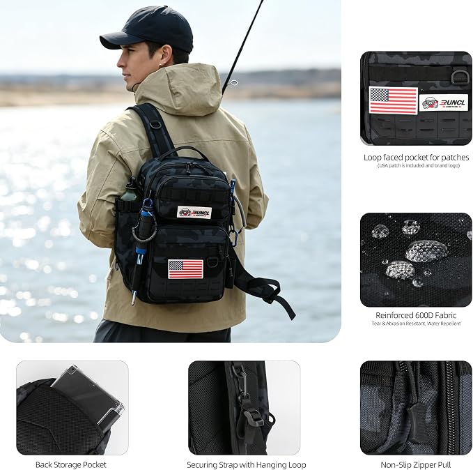 RUNCL Fishing Tackle Backpack | Lightweight Portable Gear Bag, Soft & Comfortable All Day Carry Design, Large Capacity Multi-Pocket Organizer Storage