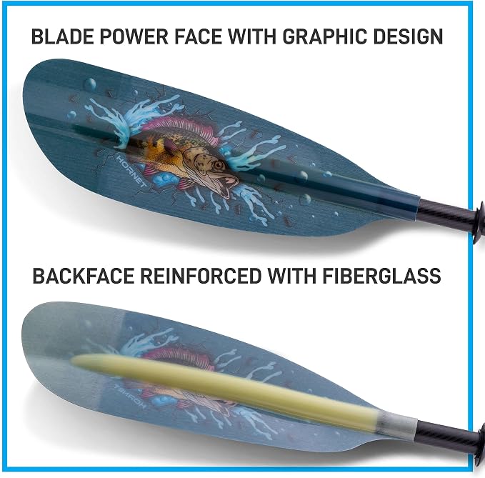 Hornet Watersports Fiberglass Kayak Paddle for Adults- Ideal for Touring, Fishing and Boating- 90.5 inches / 230CM Adjustable with Carbon Fiber Shaft- Kayak Oars Kayaking Equipment
