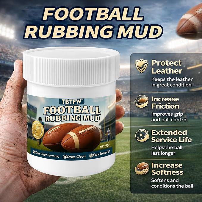TBTFW 8oz Football Mud, Football Rubbing Mud, Increase Surface Friction and Improve Grip Control, Reduce Pitcher Errors