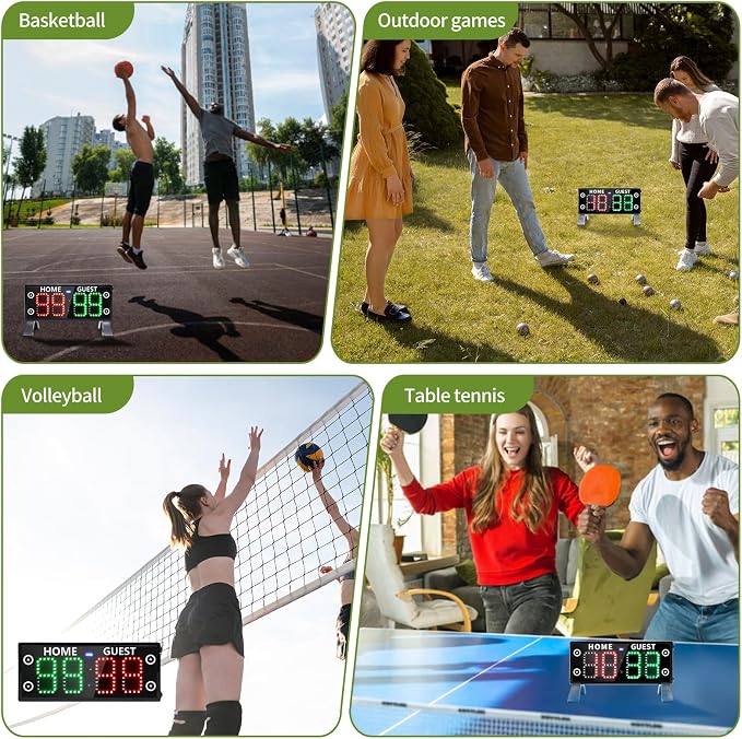 YZ High Bright Large Digital Scoreboard, Portable Outdoor Electronic Scoreboard with Remote, Score Keeper for Basketball/Pickleball/Outdoor Games