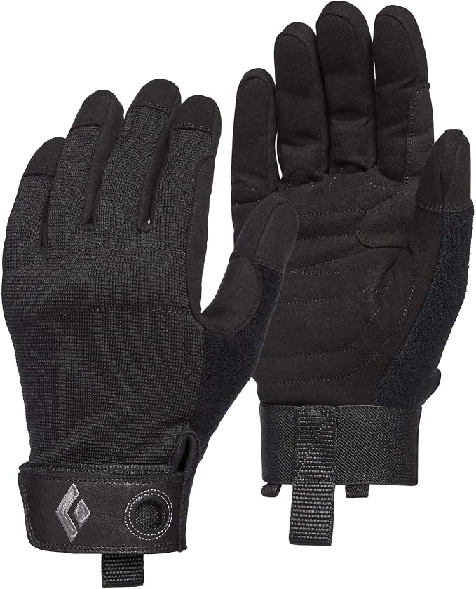 Black Diamond Crag Full-Finger Rock Climbing Gloves for Belaying, Black, X-Small