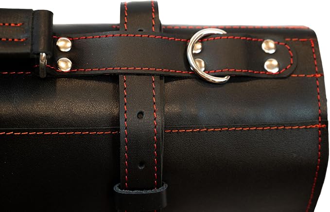 EVERPRIDE Black Leather with Gorgeous Red Trim, Professional Chef Knife Roll and Bag for Knives. Premium Leather Bag, Sturdy Construction, Luxury Collection.