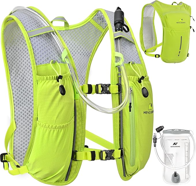 N NEVO RHINO Running Vest, Hydration Vest Pack, Lightweight Hydration Backpack with 1.5L Water Bladder for Hiking, Trail,Cycling,Bike,Marathons for Women Men