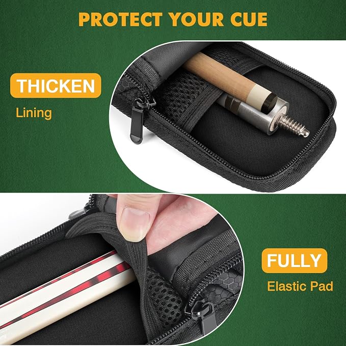 PEKREWS 1x1 Soft Cue Bag Green & 4x4 Hard Pool Cue Case Carbon Black Set