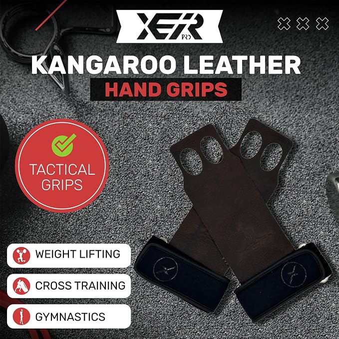X-GRIPP: Kangaroo Leather Hand Grips for Weight Lifting, and Cross Training - Gymnastics, Grips for Men and Women for Muscle and Pull ups - Tactical Grips