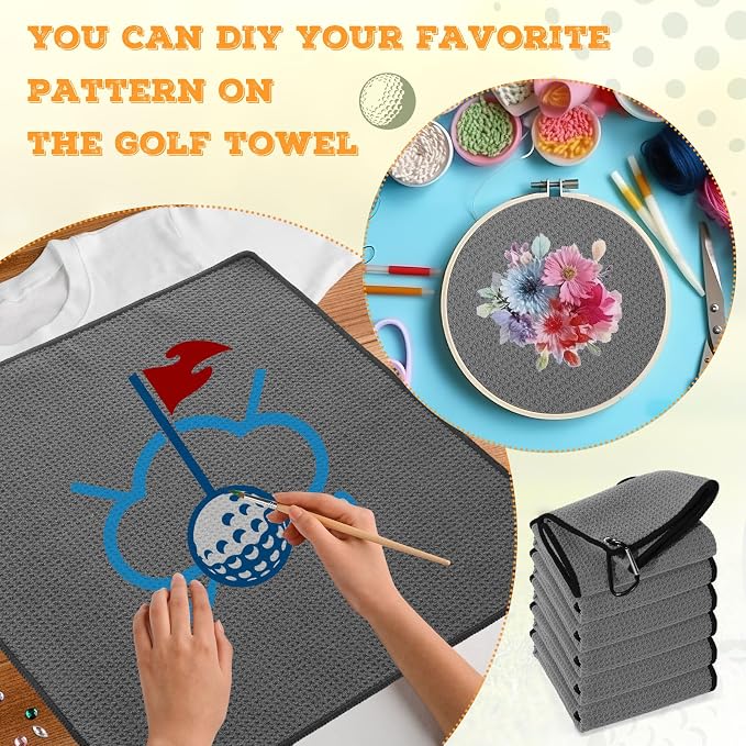 Batiyeer 30 Pcs Golf Towels Bulk for Bags 16'' x 16'' Microfiber Fabric Golf Towel with Clip Waffle Pattern for Men Mini Tournament Fitness Yoga Camping (Dark Gray)