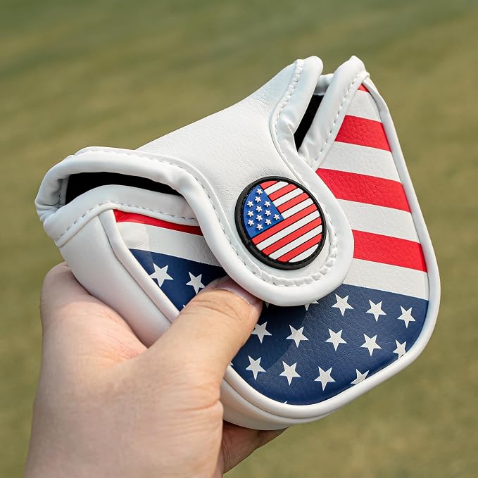 Golf Club Head Covers,4pcs or 1pc USA Golf Head Covers for Woods and Driver Fairway Hybrid - PU Leather Mallet Blade Putter for Men Women Golf Enthusiast