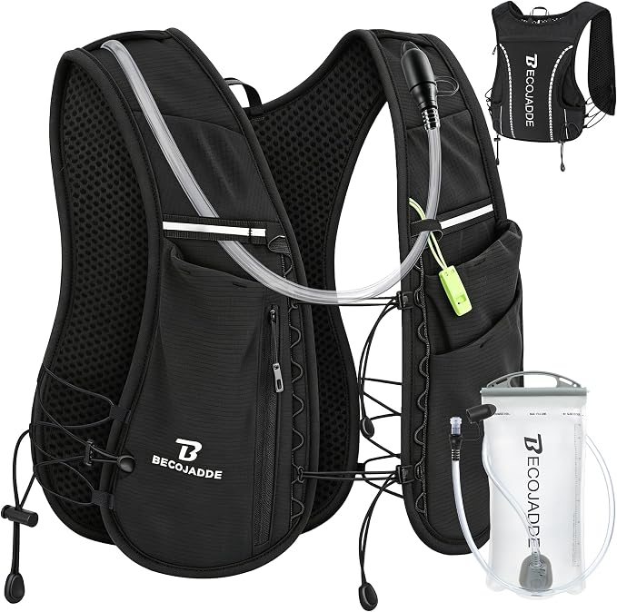 BECOJADDE 5L Running Vest for Women, Hydration Backpack Lightweight & Breathable for Trail Running, Marathon, Hiking, Cycling