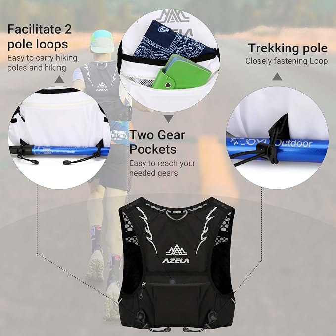 Lightweight Marathon Hydration Running Cycling Hiking Vest Backpack, Water Bladder Pack for Outdoor Sports