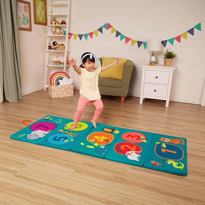 B. toys – Tumbling Mat – Gymnastics Play Surface for Kids – Numbers, Animals, Hopscotch Game – Folding Gym Mat – 3+ Years – Hop-n-Count