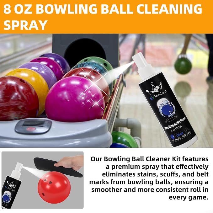 TonGass Bowling Basics Accessories Set, Microfiber Bowling Ball Seesaw Towel Set, Bowlings Cleaner Spray and Thumb Saver Protector (Right) Kit, Bowlings Rotating Ball Cup and Shoe Slider Sets