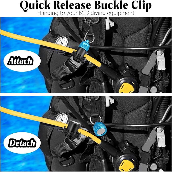 2PACK Scuba Regulator Hose Holder, Magnetic Adjustable Octopus Holder Octo Tank Retainer with Clip, Installs to Your BCD Easily!