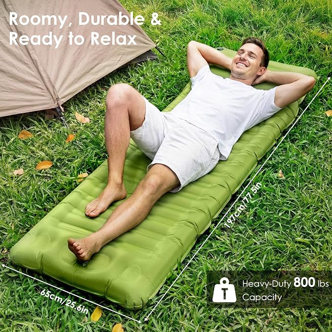 Minthouz Camping Sleeping Pad, 5 Inch Thick Inflatable Camping Pad, Foot Pump Fast Inflation, Portable Sleeping Mat for Camping Backpacking Hiking Traveling Tent