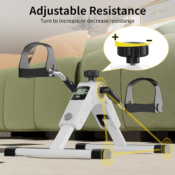 MOMODA Under Desk Bike Pedal Exerciser with LCD Display Portable Mini Exercise Bike for Arm and Leg