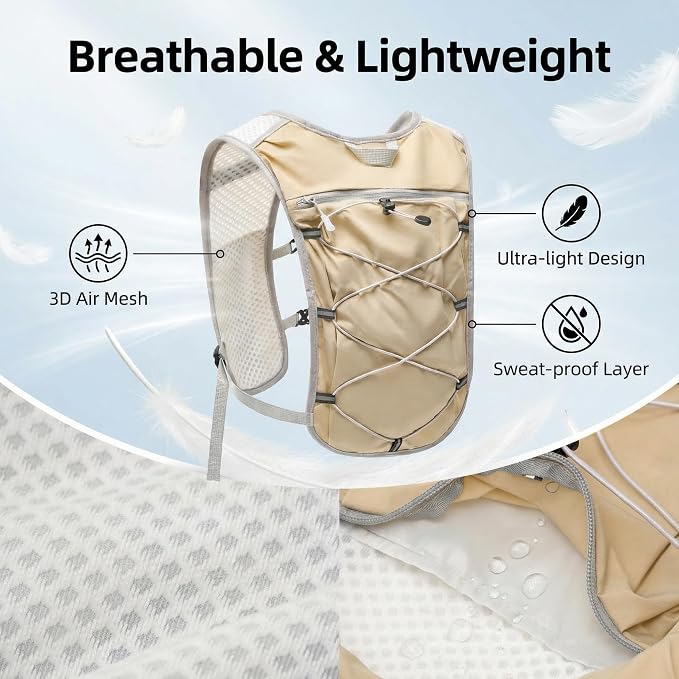 Hydration Backpack Lightweight Running Vest for Women Men with 500ml Soft Flask Hiking Daypack
