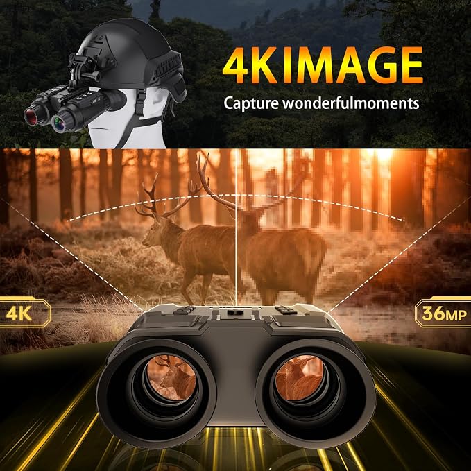 Night Vision Goggles Head Mounted 4K Rechargeable 1312FT Digital Infrared Night Vision Binoculars 8X Digital Zoom Night Vision Scope Can Save Photos/Videos,Lncluding 32GB SD Card (Basic)