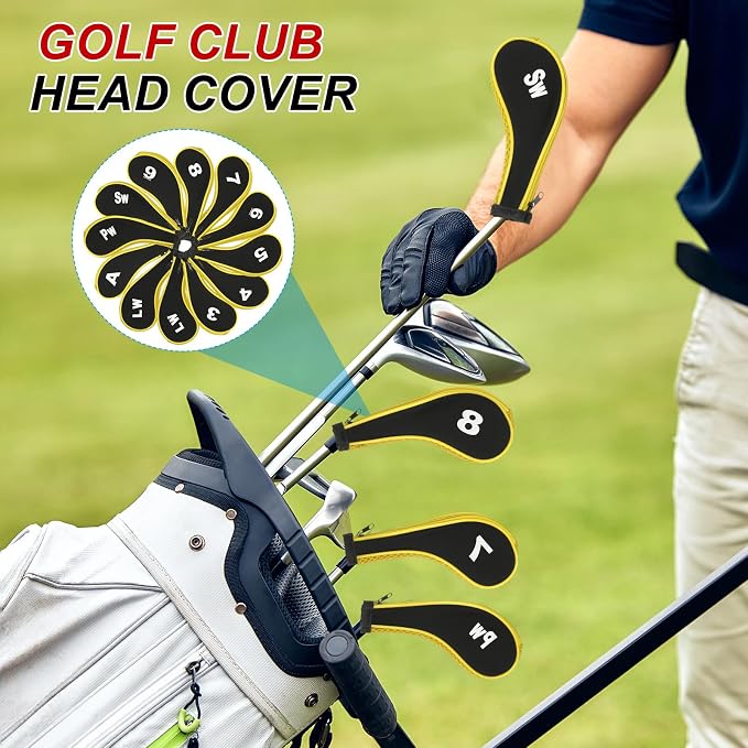 PATIKIL Golf Club Head Cover, Number Golf Club Irons Covers Neoprene Driver Headcover Golf Lovers Gifts
