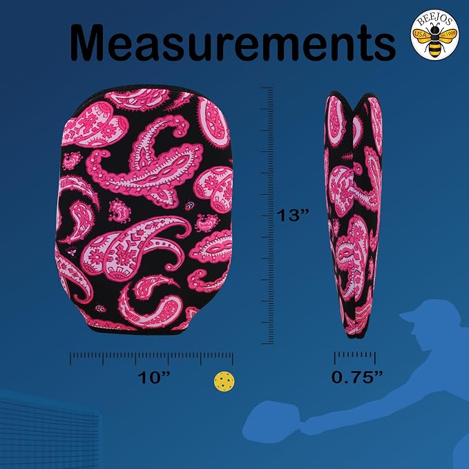 BeeJos Women's Paisley Collection: Premium Slip-On Pickleball Paddle Cover-Fits Standard Size Paddles-Zipperless (Paddle not Included) 2 Color Variations Handmade in USA