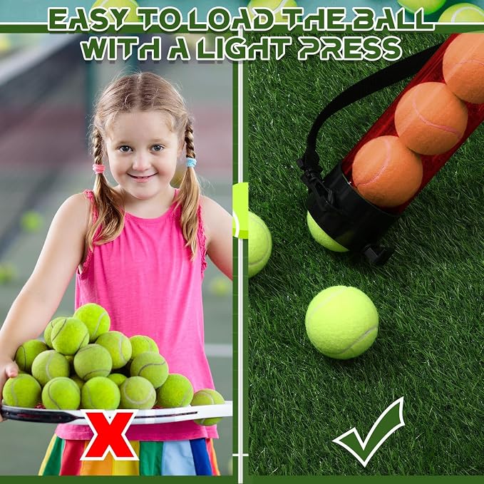 Lenwen 2 Pack Tennis Ball Tube Pickup, Fits 15 Tennis Ball with Shoulder Strap, Lightweight Collector Holder Picker Grabber Retriever Tube Carrier for Players, Coaches & Instructors