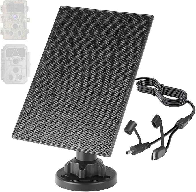 LIYVZ 3W Trail Camera Solar Panel 5V/6V, 4000mAh Solar Charger for Trail Camera, Game Camera Trail Cam Solar, Universal Hunting Camera Solar Panel