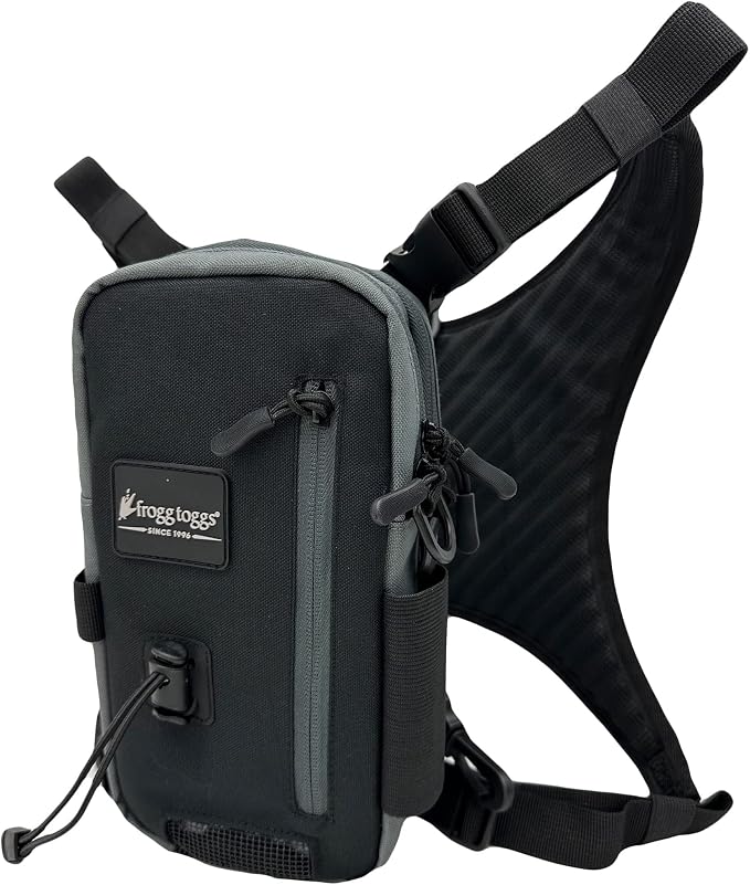 FROGG TOGGS Hightide Fishing Chest Pack, Easy Hands-Free tackle storage bag with built-in Rod Support