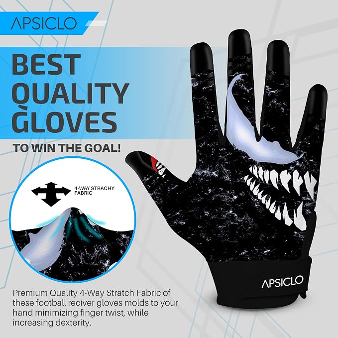 Sticky Football Receiver Gloves Silicone Grip Youth & Adult Sizes