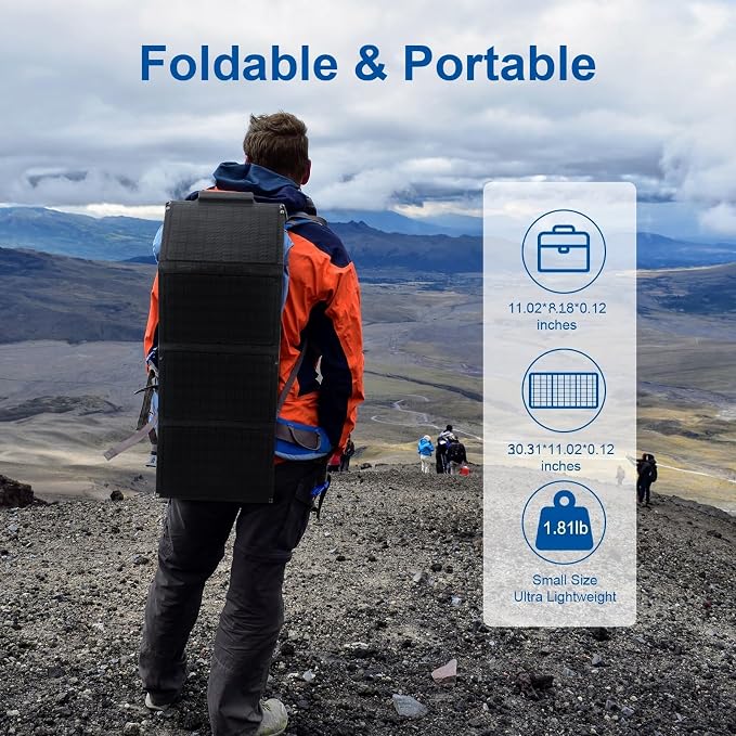 Soshine 30W Solar Panel Charger, Portable Foldable Solar Panel with 3USB Ports(USB-A QC3.0 and 2 USB-C), IP67 Waterproof for Outdoor Hiking, Camping, Backpacking