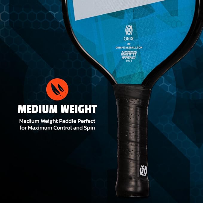 Onix Graphite MOD Z5 Carbon Fiber Pickleball Paddle with Wide-Body Shape. Honeycomb Core, Graphite Face & Cushion Comfort Pickleball Paddle Grip