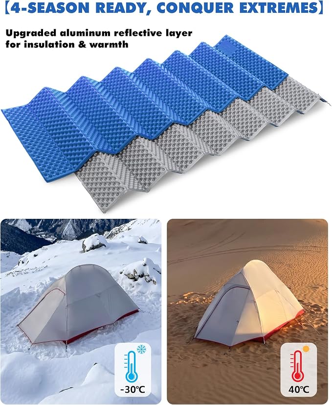 Camping Foam Sleeping Pad Lightweight Closed Cell Folding Camping Mat Moisture-Proof Camping Mattress Portable for Outdoor Hiking Mountaineering Blue