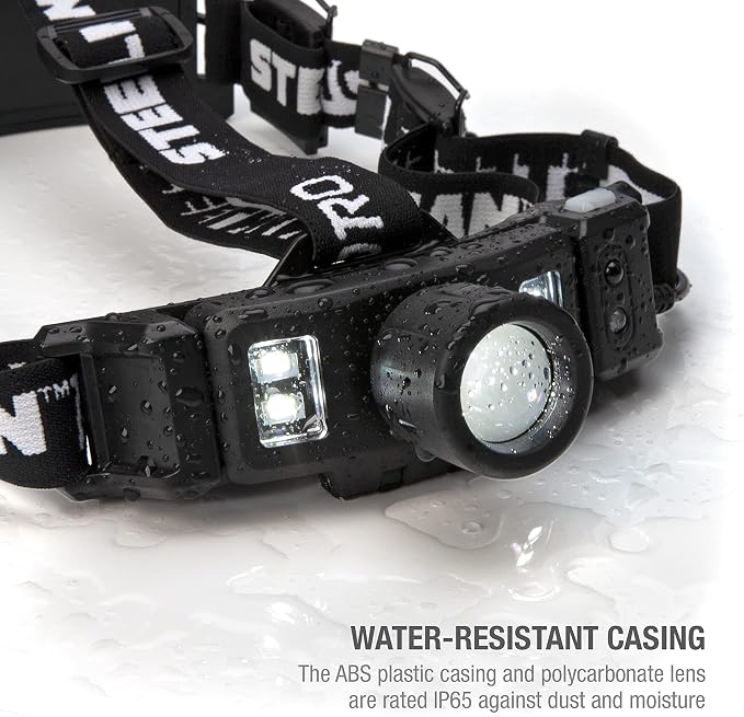 Steelman Pro Rechargeable Focusing Spotlight Headlamp, Motion-Sensing, Rear Safety Light, Pivoting Head, Up to 260 Lumens of Brightness