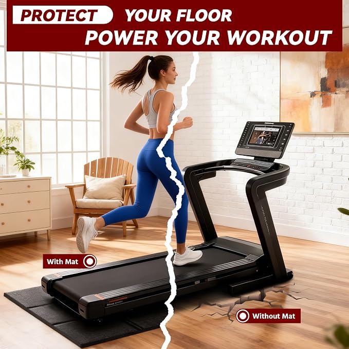 Treadmill Mat – 79" x 39", Non-Slip Walking Pad Mat for Carpet Floors & Hardwood, Shock Absorbing Exercise Mat & Under Treadmill Mat for Floor Protection in Home Gym