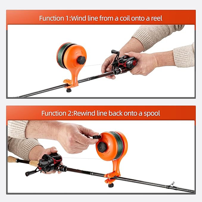 RUNCL Fishing Line Spooler – Portable Winder & Reel Spooling Tool for Casting and Spinning Reels, Prevents Line Twist, Non-Slip Handle with Built-in Scissors, Fishing Accessories for Anglers