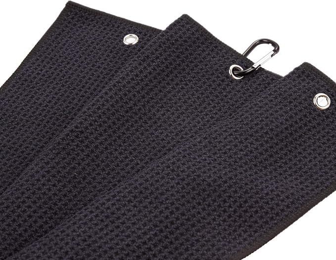 Golf Towel (16" X 21") Microfiber Waffle Pattern with Carabiner Clip,Golf Towels for Golf Bag for Man (20 Pack Black)