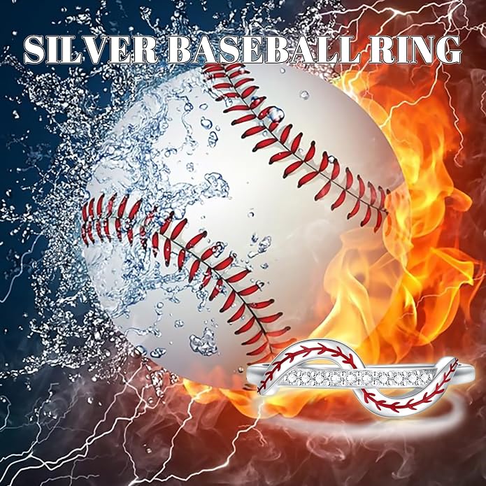 Sterling Silver Baseball Softball Volleyball Football Ring Sports Rings Jewelry Gifts for Women Player Team
