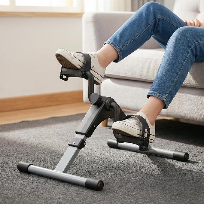 Pedal Exerciser Desk Exercise Bike Leg and Arm Exercise Bike with LCD Monitor Foldable and Porable (Black/Grey)