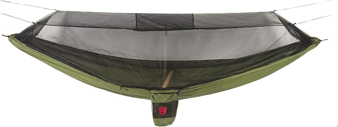 GRAND TRUNK Skeeter Beeter XT Hammock with Bug Net | 10’6” Parachute Nylon Camping Hammock, Carabiners & Hanging Kit | 400 lb Capacity | Olive & Khaki
