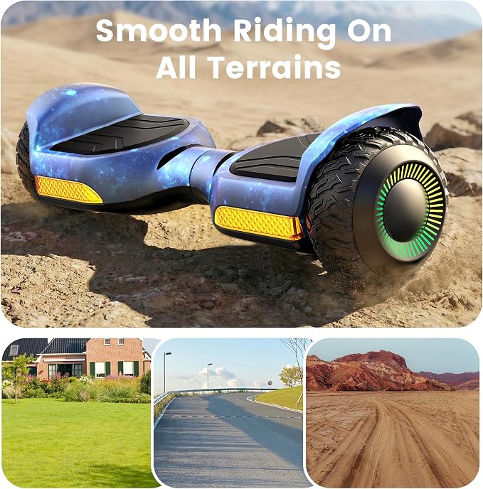 Gyroor Self Balancing Scooter New G13 All Terrain Balancing Scooter with LED Lights, Self Balancing Off Road with Bluetooth for Kids ages 6-12 and Adults-Galaxy Blue