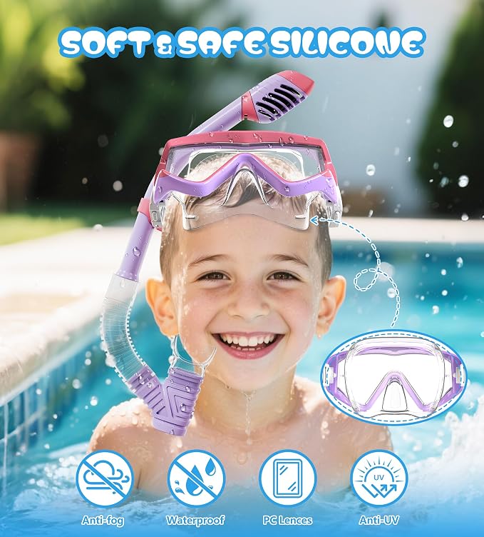 Aegend Snorkeling Gear for Adults Youth Kids, Snorkel Mask with Top Dry Valve - Panoramic View Anti-Leak and Anti-Fog with Mesh Bag for Snorkeling, Scuba Diving, Freediving & Swimming