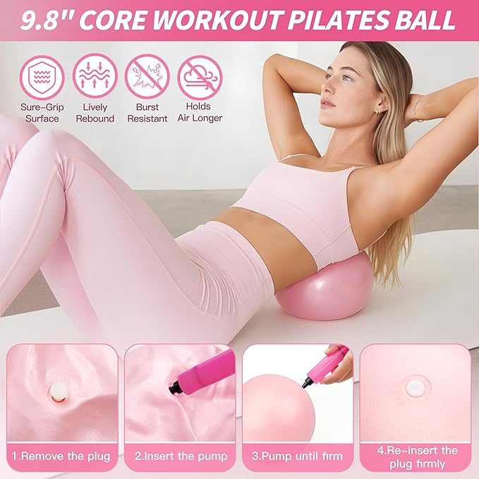 NANATI Pilates Kit, Home Pilates Workout Kit for Women, Pilates Equipment with 14.5" Pilates Ring and Ball, Resistance Bands, Ankle Weights, Sliders & Grip Socks for Home Workouts