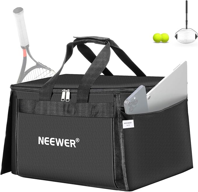 NEEWER Tennis Ball Hopper, Pickleball Retriever Collector Basket Cart Holder Tennis Court Equipment Accessory for Training Teaching