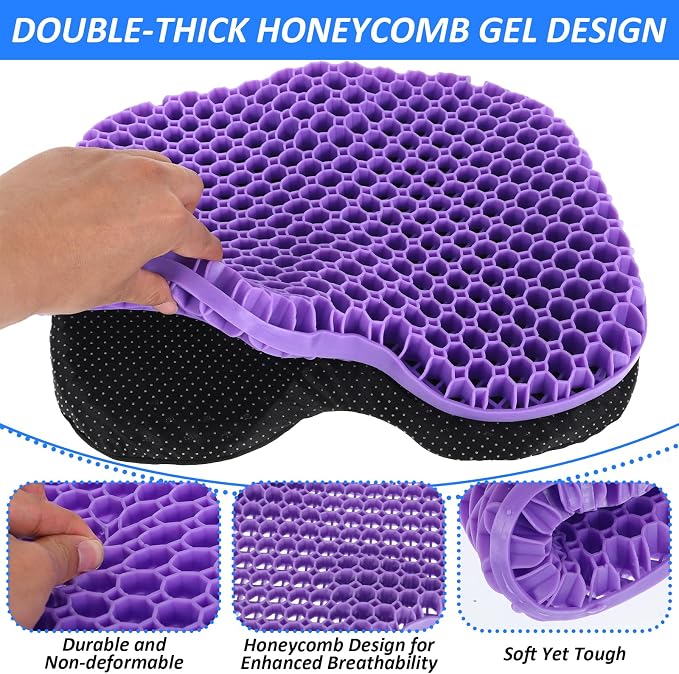 YEXEXINM 2 PCS Anti Slip Kayak Seat Cushion Thick Waterproof-Gel Breathable U Shape Seats Pad with Non-Slip Cover for Sit in Inflatable Kayak Canoe & Boat Kayak Accessories for Fishing Kayak, Purple