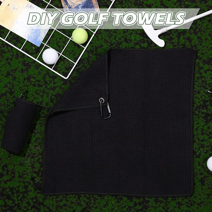 Batiyeer 30 Pcs Bulk Golf Towels for Golf Bags 16'' x 16'' Microfiber Fabric Golf Towel Waffle Pattern with Clip for Bags Men Mini Tournament Fitness Yoga Camping (Black)