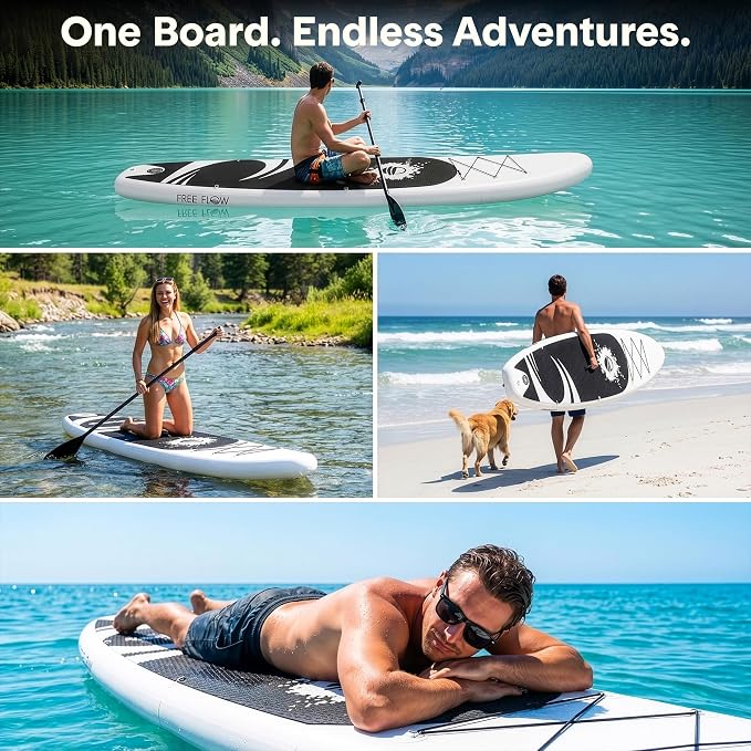 SereneLife 10’6" Inflatable Stand Up Paddle Board with Premium SUP Accessories - Wide Stable Design with Non-Slip EVA Deck Pad, for Youth and Adults, 350 lbs. Capacity