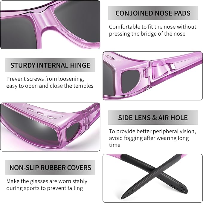 URUMQI Polarized Sunglasses Fit Over Glasses for Men Women, Wraparound Sun Glasses UV400 Protection for Driving Fishing