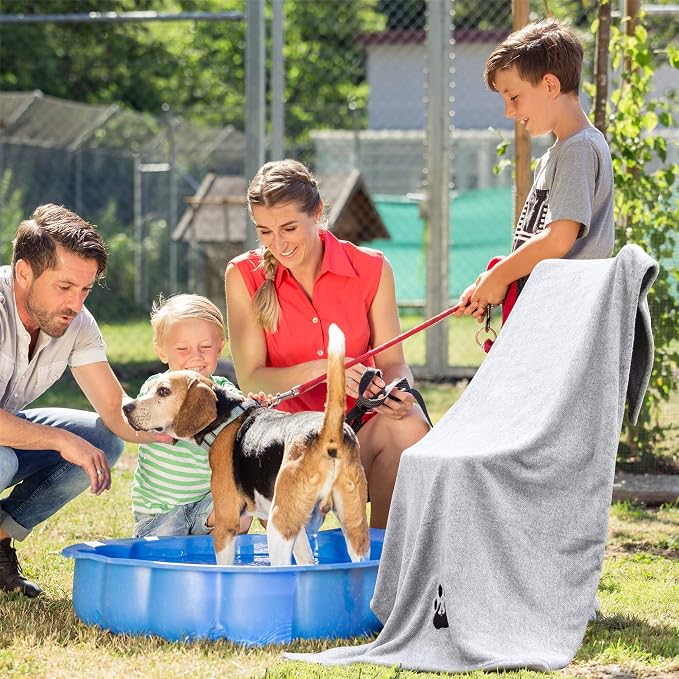 Dogvingpk Extra Large Dog Towel 1 Pack, Super Absorbent Soft Quick Drying Microfiber Pet Bath Towels for Large & Medium Dogs (XL-55" * 36", Grey)