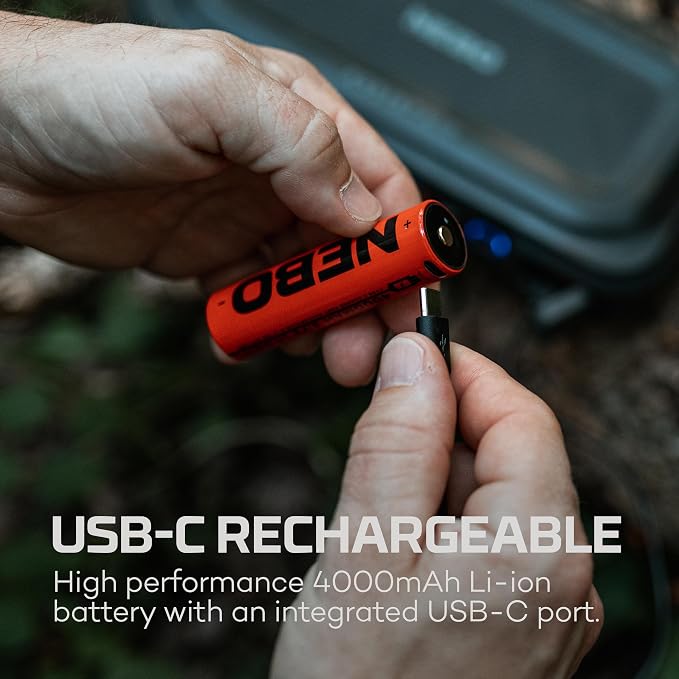 NEBO IllumaTrace Blood Tracker Flashlight | 180 Lumens, 3 Hour Run Time, Rechargeable Tracking Light for Big Game Hunters, Waterproof, High Grip Handle, White Light Mode, Includes USB Charging Cable